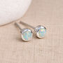 Sterling Silver White Opal Micro Stud Earrings – 4mm, thumbnail 3 of 12