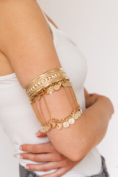 Bohemian Chunky Gold Plated Upper Arm Cuff, 10 of 11