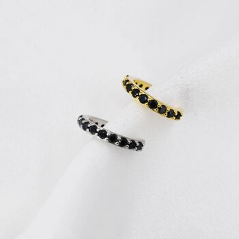 Minimalist Black Cz Ear Cuff In Sterling Silver, 6 of 11