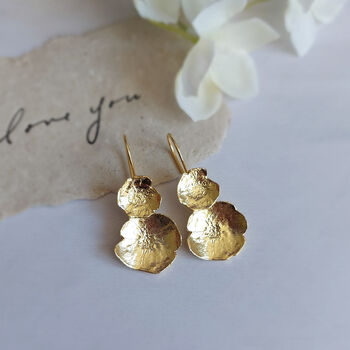 Statement Pressed Flower Earrings Gold Plated, 8 of 12