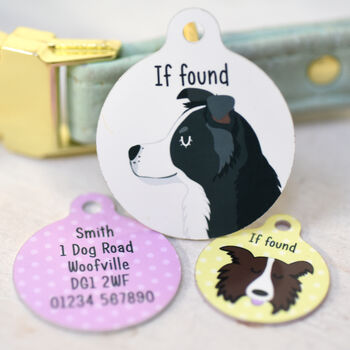 Border Collie Personalised Illustrated Dog Name Tag, 6 of 12