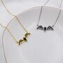 Black Cz Bat Necklace In Sterling Silver, thumbnail 3 of 11