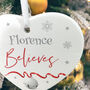 'Believes' Ceramic Heart Hanging Decoration Bauble + Gift Box, thumbnail 6 of 7