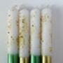 White, Gold And Green Glitter Christmas Candles 'Angel Wings And Mistletoe Kisses', thumbnail 3 of 4