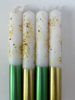 White, Gold And Green Glitter Christmas Candles 'Angel Wings And Mistletoe Kisses', 3 of 4
