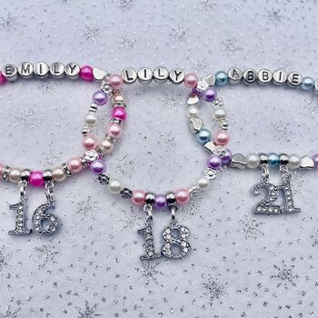 Personalised Birthday Bracelet Age Charm Bracelet, 10 of 12