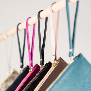 Black Leather Wristlet Clutch Bag, 4 of 6