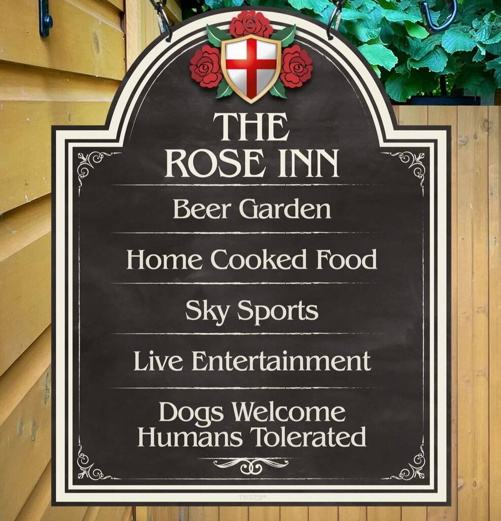 Rose Inn Personalised Home Pub Sign Man Cave Sign, 1 of 9
