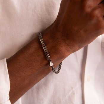 Polished Titanium Square Wheat Chain Bracelet, 2 of 4