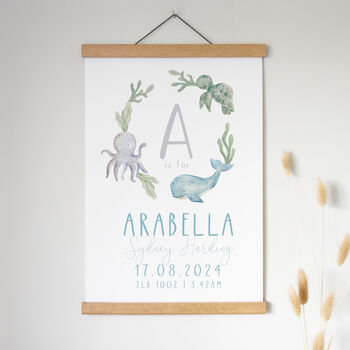 Personalised New Baby Name Print, Underwater Theme, 5 of 6