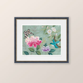 Bird, Butterfly And Florals Chinoiserie Giclée Print, 6 of 6