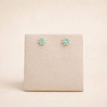 4mm Sterling Silver Aqua Opal Stud Earrings, 3 of 9