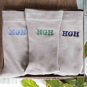 Men’s Personalised Initials Soft Bamboo Socks Gift Set, 3 of 9