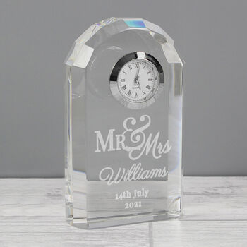 Personalised Mr And Mrs Crystal Clock, 2 of 3
