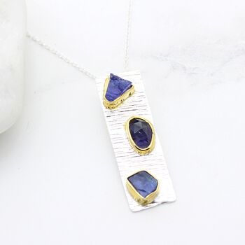 Tanzanite And Iolite Gemstone Silver Pendant, 2 of 3