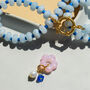 Blue Gemstone And Pink Flower Gingham Necklace, thumbnail 4 of 6