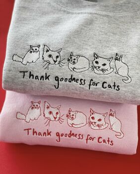 Thank Goodness For Cats Embroidered Sweater, 7 of 7