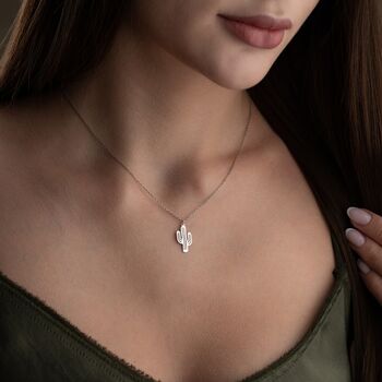 'Stay Strong' Sterling Silver Cactus Necklace, 3 of 9