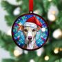 Whippet In Santa Hat Suncatcher Decoration, thumbnail 2 of 6