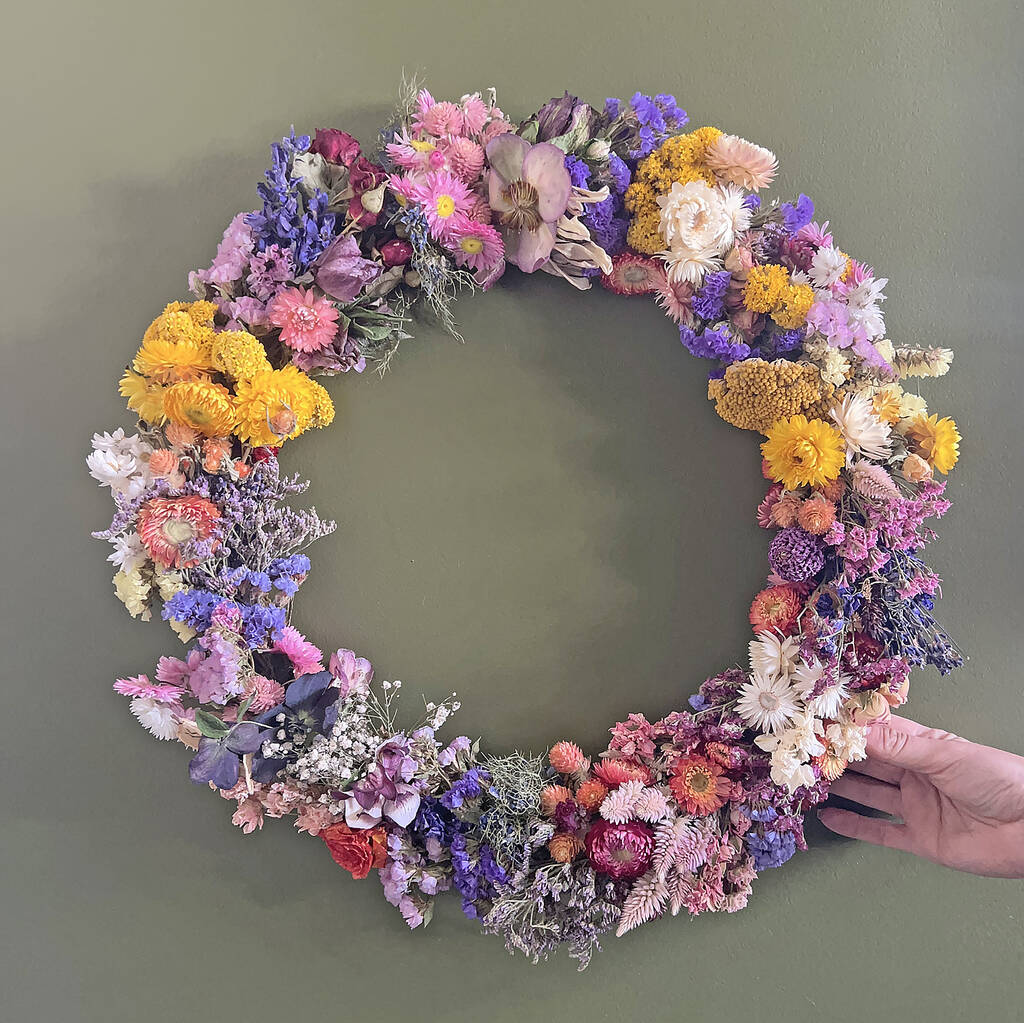 Colour Pop Bright Dried Flower Wreath, 1 of 4