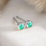 Mini Sterling Silver Green Opal Stud Earrings, thumbnail 1 of 10