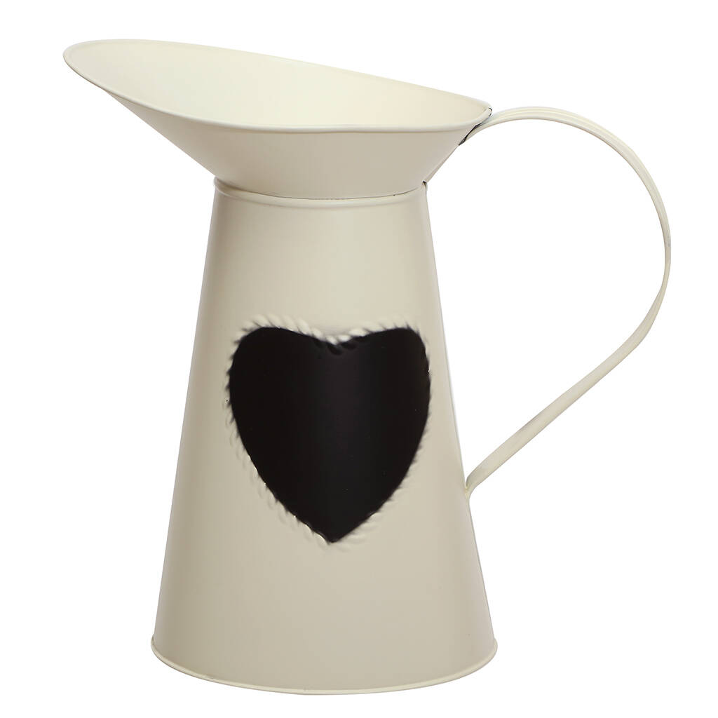 Cream Heart Pitcher Jug Vase By Dibor