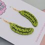 Mini Green Pickle Glitter Earrings, thumbnail 3 of 5