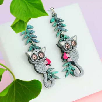 Bushbaby And Leaves Statement Earrings, 3 of 5