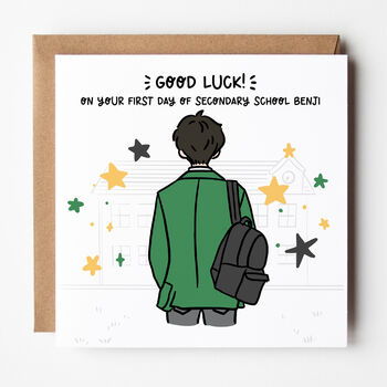 Customisable First Day Of Secondary School Card For Boys, 4 of 8