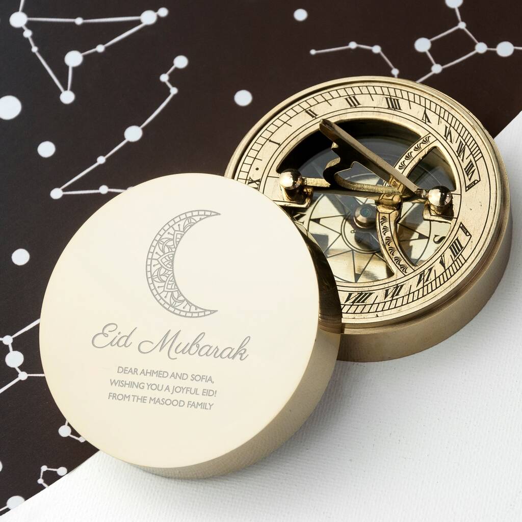 Personalised Eid Mubarak Sundial Compass