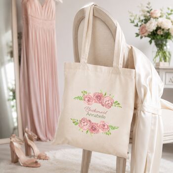 Personalised Floral Bridesmaid Tote Bag Gift, 2 of 6