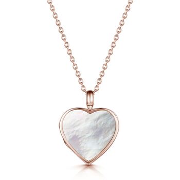 Mother Of Pearl Heart Locket 18 K Rose Gold Plate, 3 of 11
