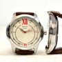 Engraved Men’s Leather Wrist Watch With Red Detailing, thumbnail 4 of 6