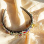 Muticoloured Floral Diamante Velvet Headband, thumbnail 4 of 4