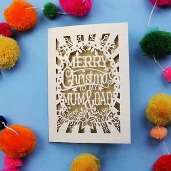 Mum And Dad Papercut Christmas Card, 4 of 5