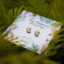Inky Oxalis Wildflower Wooden Stud Earrings, thumbnail 5 of 11