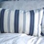 Handmade Repurposed Fabric Blue Stripes Cushion, thumbnail 1 of 4