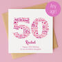 Personalised Pink Star 50th Birthday Card, thumbnail 1 of 3