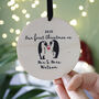 Penguin First Married Mr And Mrs Wooden Tree Decoration, thumbnail 2 of 8