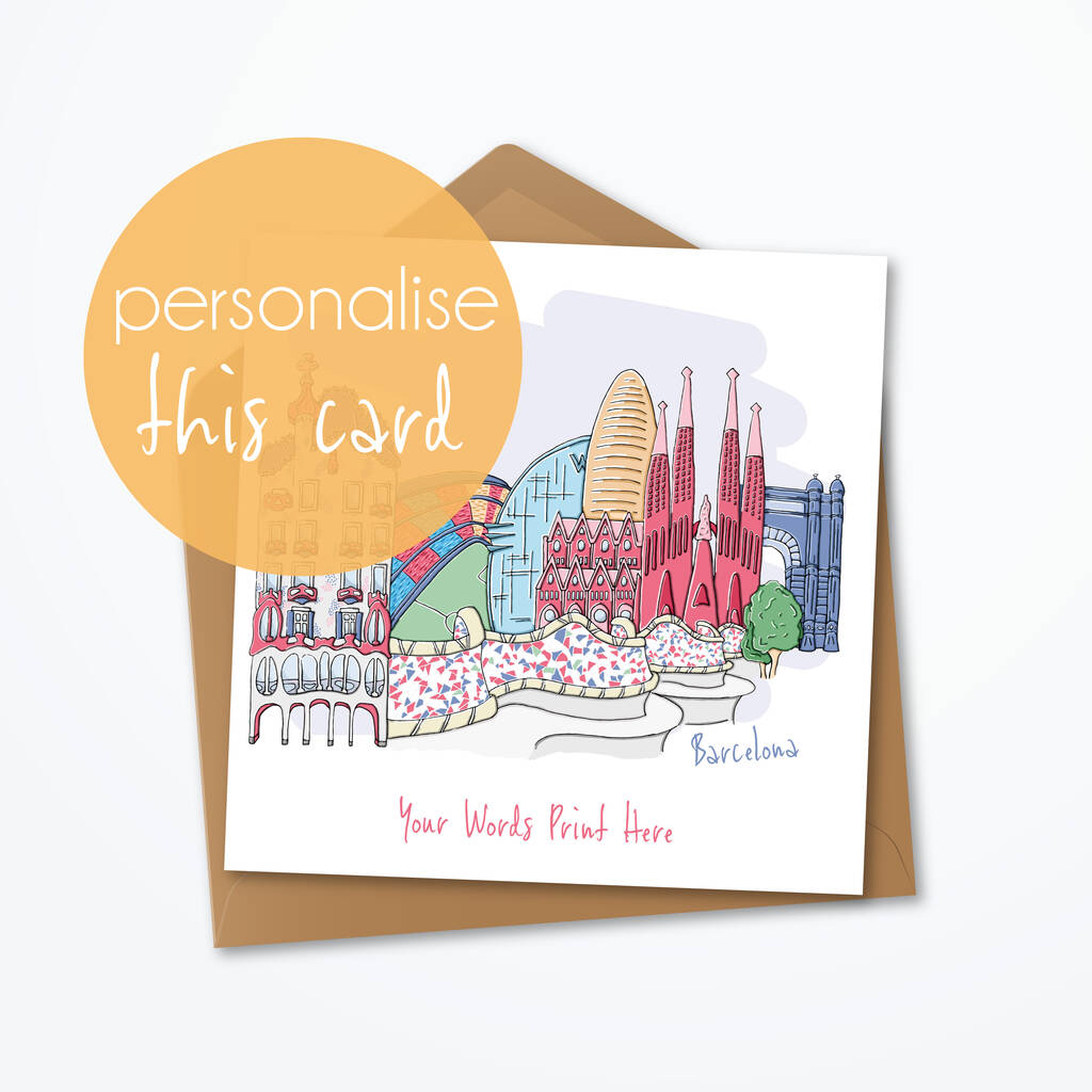 Personalised Barcelona Greeting Card, 1 of 4