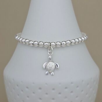 Personalised Sterling Silver Turtle Charm Bracelet, 4 of 5