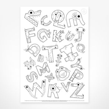 Giant Animal Alphabet Colouring Poster, 2 of 2