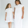 Mum And Daughter Matching White Cotton Victorian Style Nightdress Polo, thumbnail 3 of 8