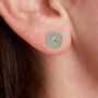 Aquamarine Chalcedony Gold Plated Silver Stud Earrings, thumbnail 3 of 9