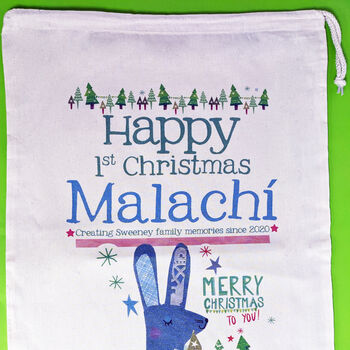 Personalised Baby's 1st Christmas Present Sack, 2 of 2