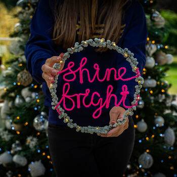 Personalised Fairy Light Wreath Two Lines, 5 of 8