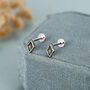 Sterling Silver Olive Green Cz Rhombus 16 G Flat Back Labret Earrings, thumbnail 3 of 11