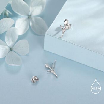 Sterling Silver Dainty Tulip Flower Stud Earrings, 3 of 12