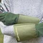 Personalised Green Leather Gauntlet Garden Gloves, thumbnail 1 of 2