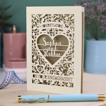On Your Engagement Personalised Paper Cut Card, 4 of 7